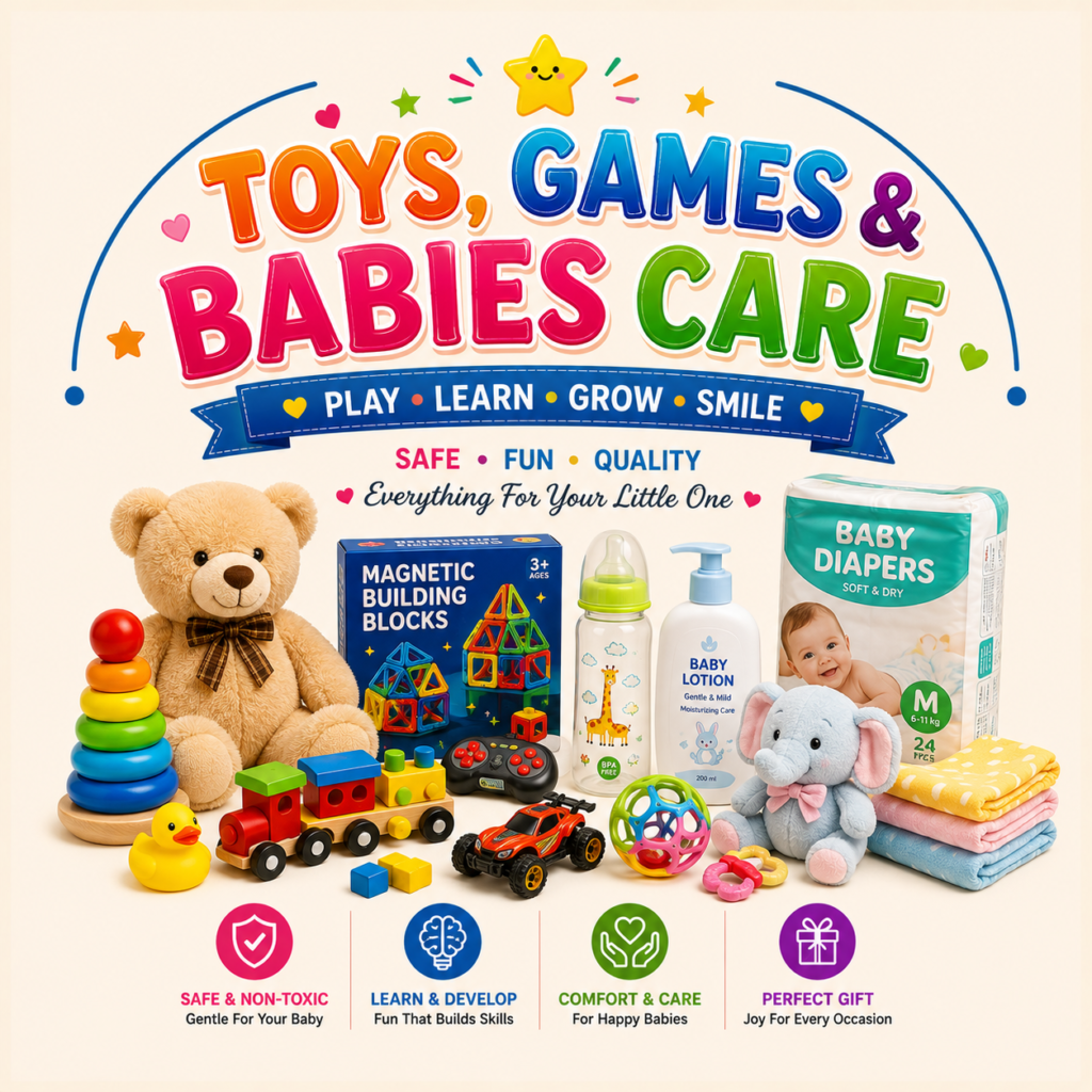 Explore the best Toys, Games & Babies collection at BestDealReviews, your trusted Dubai-based online shopping destination. Browse educational toys, STEM learning toys, puzzles, board games, action figures, dolls, baby strollers, feeding accessories, diaper bags, baby care essentials, nursery products, and children's gifts from trusted brands. Designed for infants, toddlers, and kids, our collection combines safety, quality, and fun. Shop baby products and toys online in Dubai with secure checkout, competitive prices, fast UAE delivery, and reliable customer support for families across the UAE.