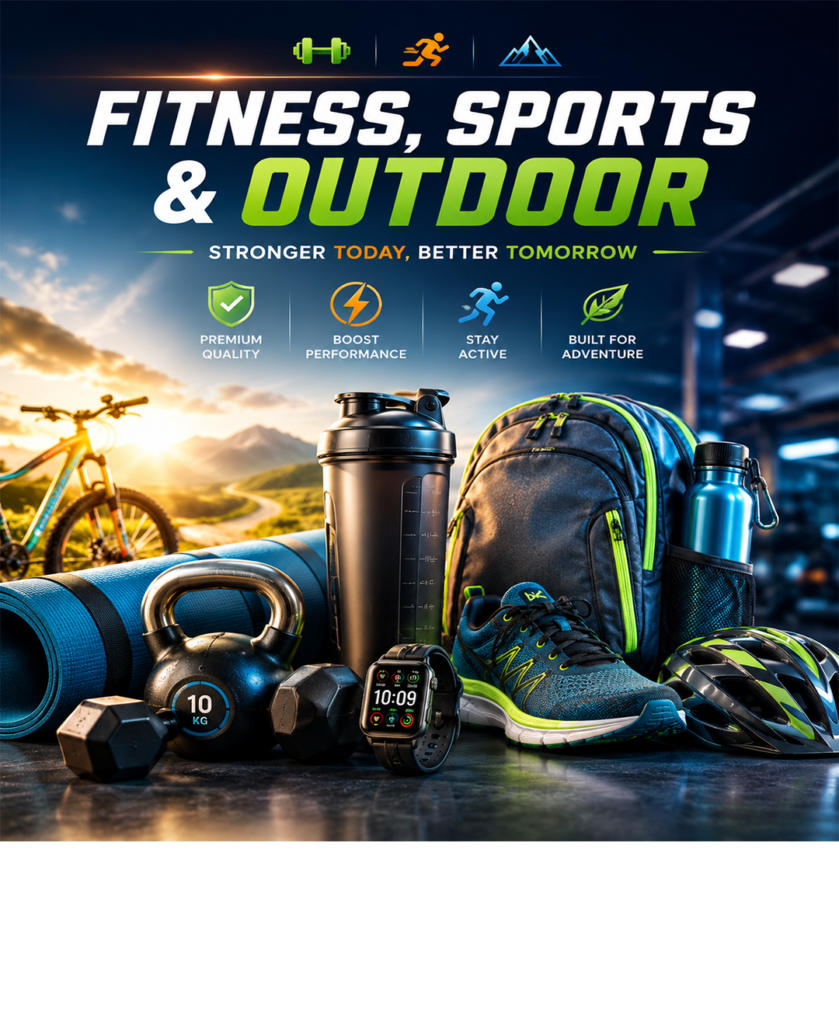 Premium fitness equipment, gym accessories, sports gear, camping equipment, cycling accessories, yoga mats, and outdoor products available online in Dubai, UAE.