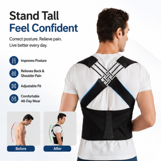 Sports Safety Shaper Posture Corrector Brace | Adjustable Back Support Belt for Men & Women | Dubai UAE