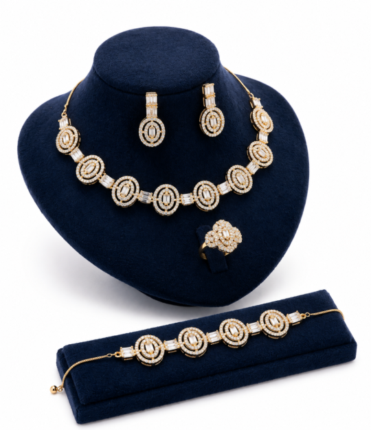 elegant jewelry set,gold toned jewelry set,4 piece jewelry set,bridal jewelry set,wedding jewelry set,gold necklace set,dubai jewelry,uae jewelry,jewelry set for women,gold fashion jewelry,faceted stone jewelry,party jewelry set,formal jewelry set,bridal accessories,gift jewelry set,elegant necklace set,gold earrings set,ring and bracelet set,gcc jewelry,jewelry online uae