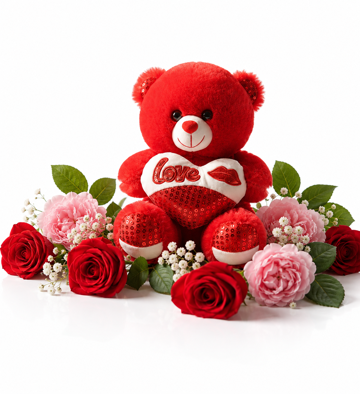 Red Love Teddy Bear with Heart Cushion Plush Gift for Dubai UAE - Image 2